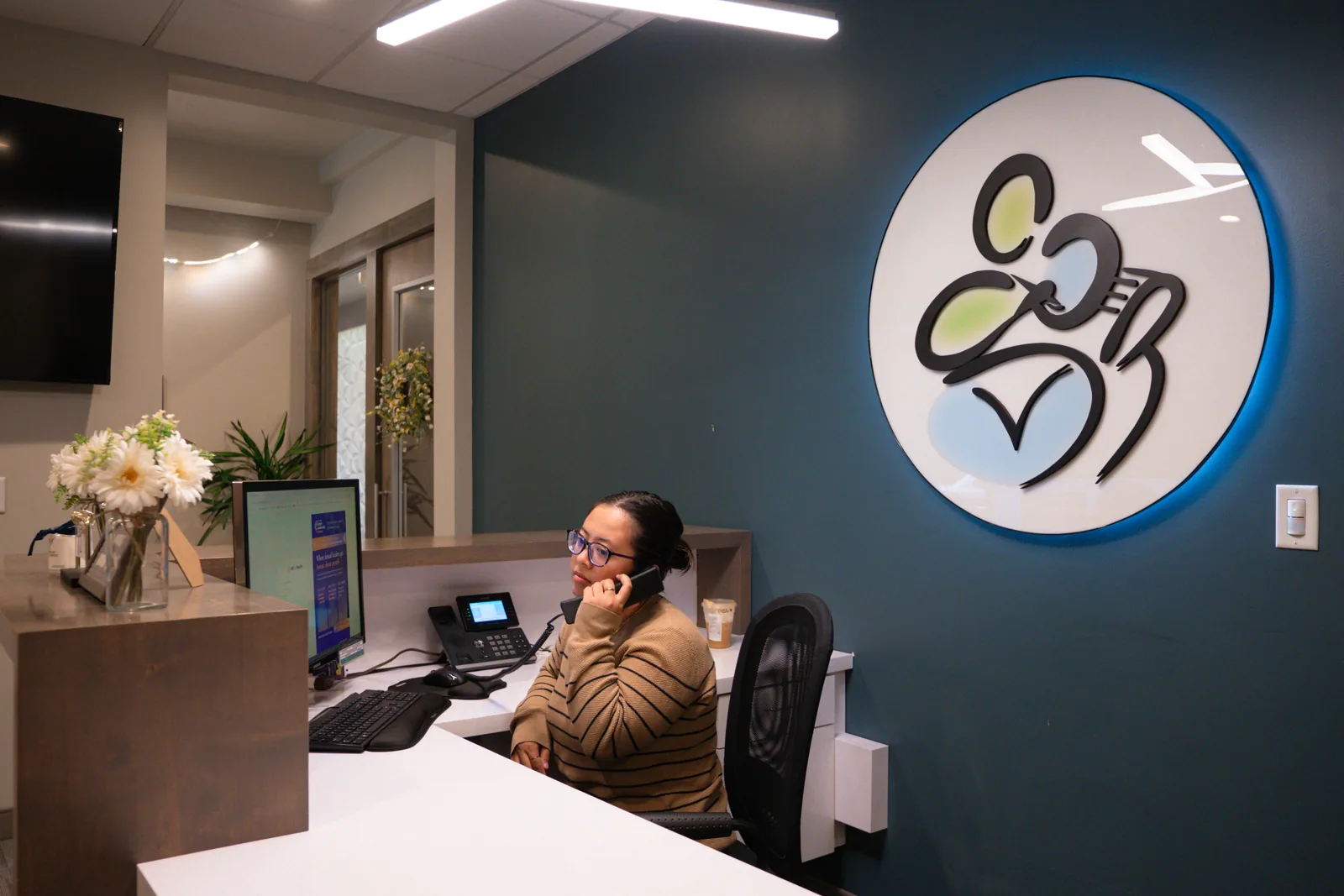 The reception desk at Marconi Dental Group — Carmichael, CA